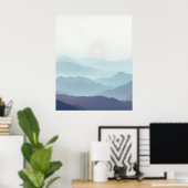 Minimale Mistige Berg Muur Kunst Print (Thuiskantoor)