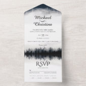 Minimale mistige sparren bos natuur bruiloft all in one uitnodiging (Binnen)