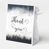 Minimale mistige sparren bos natuur bruiloft bedankdoosjes (Achterkant)