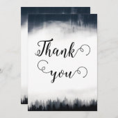 Minimale mistige sparren bos natuur bruiloft bedankkaart (Voorkant / Achterkant)