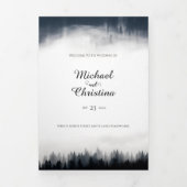 Minimale mistige sparren bos natuur bruiloft drieluik programma (Cover)