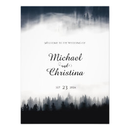 Minimale mistige sparren bos natuur bruiloft foto afdruk