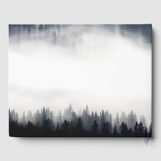 Minimale mistige sparren bos natuur bruiloft gastenboek (Achterkant)