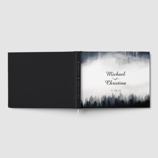 Minimale mistige sparren bos natuur bruiloft gastenboek (Volledig)