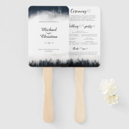 Minimale mistige sparren bos natuur bruiloft handwaaier