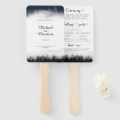 Minimale mistige sparren bos natuur bruiloft handwaaier (Voorkant en achterkant)