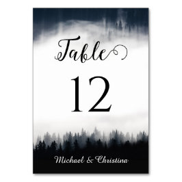 Minimale mistige sparren bos natuur bruiloft kaart