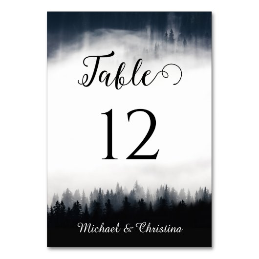 Minimale mistige sparren bos natuur bruiloft kaart (Voorkant)