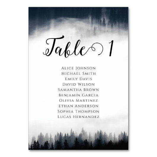 Minimale mistige sparren bos natuur bruiloft kaart (Voorkant)