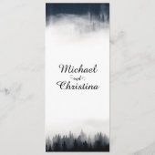 Minimale mistige sparren bos natuur bruiloft menu (Achterkant)