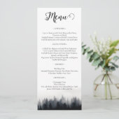 Minimale mistige sparren bos natuur bruiloft menu (Staand voorkant)