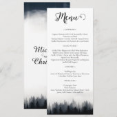 Minimale mistige sparren bos natuur bruiloft menu (Voorkant / Achterkant)