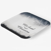 Minimale mistige sparren bos natuur bruiloft papieren bordje (Gebogen)