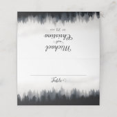 Minimale mistige sparren bos natuur bruiloft plaatskaartje (Buitenkant ongevouwen)