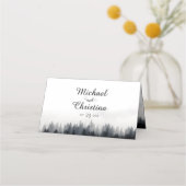 Minimale mistige sparren bos natuur bruiloft plaatskaartje (Achterkant)