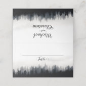 Minimale mistige sparren bos natuur bruiloft plaatskaartje (Buitenkant ongevouwen)