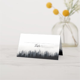 Minimale mistige sparren bos natuur bruiloft plaatskaartje