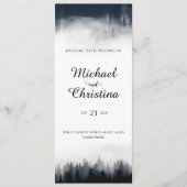 Minimale mistige sparren bos natuur bruiloft programmakaart (Voorkant)