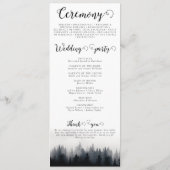 Minimale mistige sparren bos natuur bruiloft programmakaart (Achterkant)