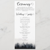 Minimale mistige sparren bos natuur bruiloft programmakaart (Achterkant)