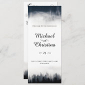 Minimale mistige sparren bos natuur bruiloft programmakaart (Voorkant / Achterkant)