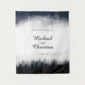 Minimale mistige sparren bos natuur bruiloft wandkleed (Voorkant)