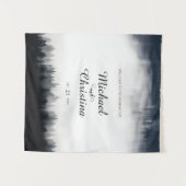 Minimale mistige sparren bos natuur bruiloft wandkleed (Voorkant (horizontaal))