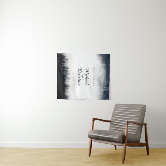 Minimale mistige sparren bos natuur bruiloft wandkleed (In Situ (horizontaal))