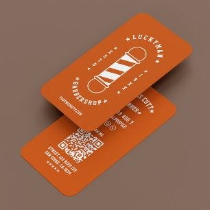 Minimale mobiele kapper Oranje herenkapper Visitekaartje
