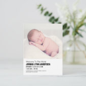 Minimale Mod Baby Foto Geboorte Aankondiging Ansic (Staand voorkant)