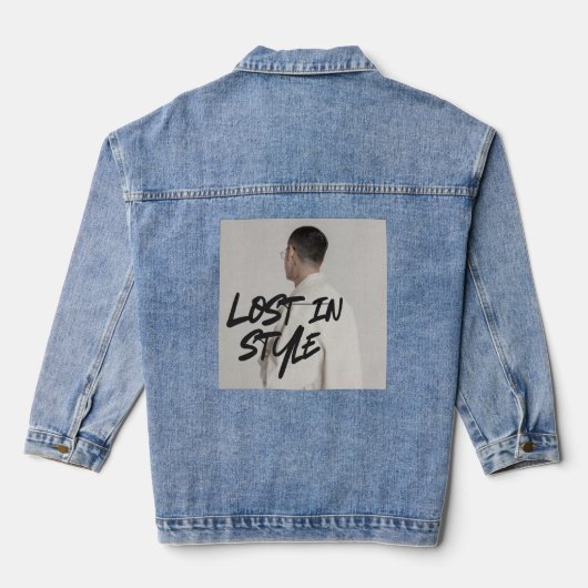 Minimale mode citaat denim jacket (Achterkant)