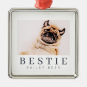 Minimale Modern Chic Pet Bestie BFF Foto Metalen Ornament (Voorkant)