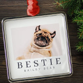 Minimale Modern Chic Pet Bestie BFF Foto Metalen Ornament