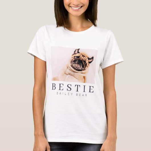 Minimale Modern Chic Pet Bestie BFF Foto T-shirt (Voorkant)