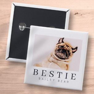 Minimale Modern Chic Pet Bestie BFF Foto Vierkante Button 5,1 Cm