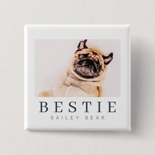 Minimale Modern Chic Pet Bestie BFF Foto Vierkante Button 5,1 Cm (Voorkant)