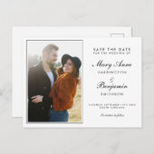 Minimale Modern Zwart Wit Trouwen Save the Date Uitnodiging Briefkaart (Voorkant / Achterkant)