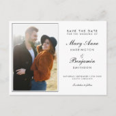 Minimale Modern Zwart Wit Trouwen Save the Date Uitnodiging Briefkaart (Voorkant)