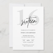Minimale moderne 16e verjaardag van de uitnodiging (Voorkant)