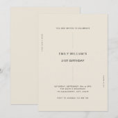 Minimale moderne 21e verjaardag kaart (Voorkant / Achterkant)