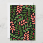 Minimale moderne 2 foto - botanisch koraal zwart feestdagenkaart (Achterkant)