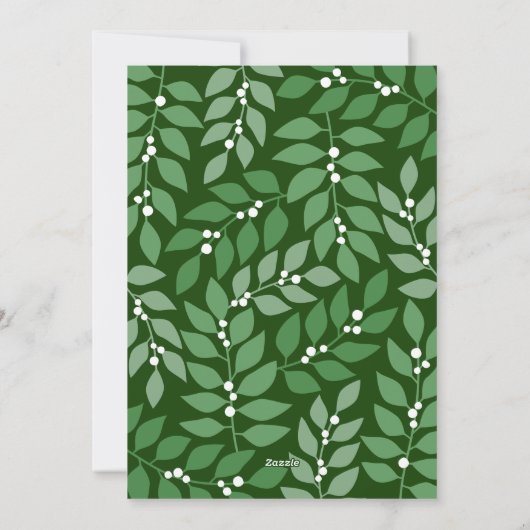 Minimale moderne 2 foto - botanisch olijfgroen feestdagenkaart (Achterkant)