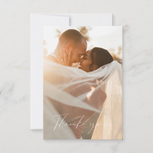 Minimale moderne 2 foto bruiloft dank u kaart (Voorkant)