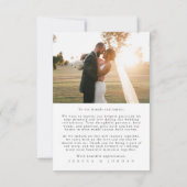 Minimale moderne 2 foto bruiloft dank u kaart (Achterkant)