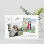 Minimale moderne 2-fotoreisdoel save the date (Staand voorkant)