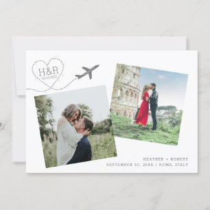 Minimale moderne 2-fotoreisdoel save the date