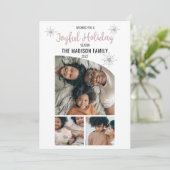 Minimale moderne 3 foto Joyful Holiday Season Feestdagenkaart (Staand voorkant)