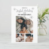 Minimale moderne 3 foto Joyful Holiday Season Feestdagenkaart (Staand voorkant)