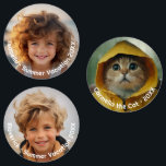 Minimale moderne 3 foto - Retro tekst - gepersonal Labels<br><div class="desc">Een eenvoudige, minimale foto's met tekst rond de rand. Dit is een geweldig cadeau voor een familielid zoals oma. Voeg je 3 foto's toe - werkt het beste met een vierkante bijgesneden foto of een foto met het onderwerp in het midden. Het ontwerp bevat een verloop onder de tekst dat...</div>