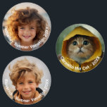 Minimale moderne 3 foto - Retro tekst - gepersonal Labels<br><div class="desc">Een eenvoudige, minimale foto's met tekst rond de rand. Dit is een geweldig cadeau voor een familielid zoals oma. Voeg je 3 foto's toe - werkt het beste met een vierkante bijgesneden foto of een foto met het onderwerp in het midden. Het ontwerp bevat een verloop onder de tekst dat...</div>